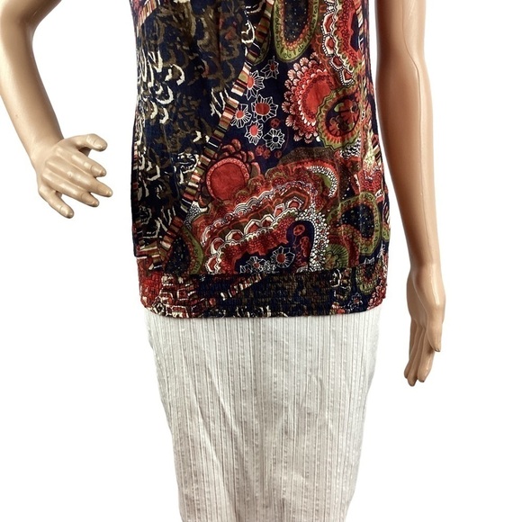 Lucky Brand Peasant Style Top Size S Multicolor Mixed Print - Picture 3 of 7